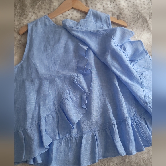 NWT Vineyard Vines Linen Ruffle Top, size S - Picture 5 of 12